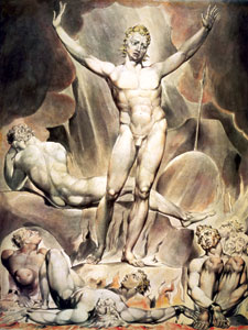 William Blake's rendering of Lucifer in hell.